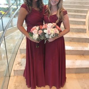 Wine color bridesmaid long dress